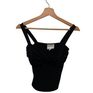 Y2K  Joseph Ribkoff Womens Black Sleeveless Twist Front Top Size 6 Elegant Desig
